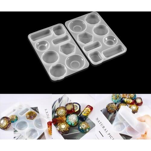 1Pcs Diamond Silicone Casting Mold Geometry Pendant UV Epoxy Resin Mould for DIY Resin Pendants Craft Jewelry Making Accessories