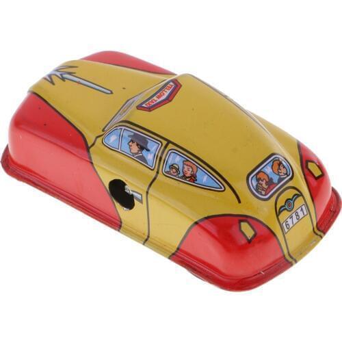 1 Piece Old-fashioned Mechanical Taxi Car Model Wind-up Tinplate Toy with Key Collectable Tin Vintage Clockwork Toys