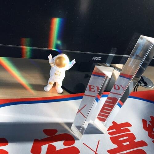 30x30x60mm Triangular Prism BK7 Optical Prisms Glass Physics Teaching Refracted Light Spectrum Rainbow Children Students Present