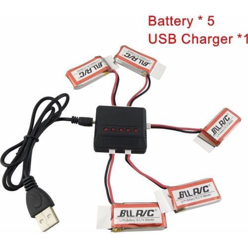 5PCS 3.7V 380mah Battery + Charger Set For Hubsan X4 H107C H107D X11C U816 RC Quadcopter Spare Parts
