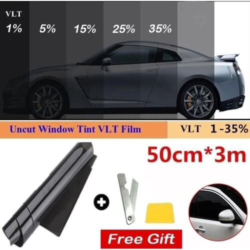 50cm X 3m 1/5/15/25/35 Percent VLT Window Tint Film Glass Sun Shade Film for Car UV Protector foils Sticker TINTING Solar Films