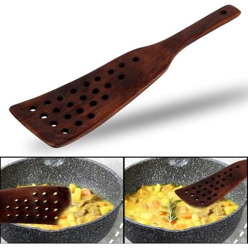 Wooden Spatula Filter Shovel Frying Steak Shovel Kitchen Cooking Tool 24 Holes Non-Stick Pan Cookware