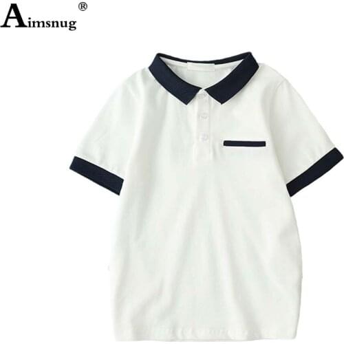Children Polo T-shirt Short Sleeve Kids Tees Shirt Patchwork Buttons Casual Pullovers 2021 Summer Leisure Tops Boys Clothes