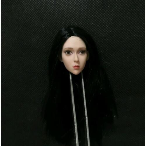 This is bubble help Custom 1:6 Female Head Carton Girl PVC Plastic Model Toy Black Hair For Doll in stock