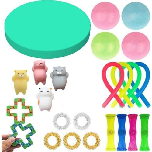 Fidget Toys Anti Stress Toy Set Sensory Stress Relief Toys Stretchy Strings Mesh Marble Relief Gift for Adults kids