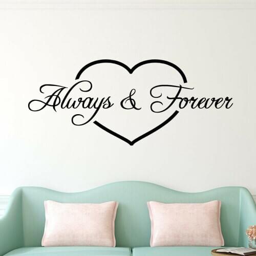 Bedoom Love Decor Wall Stickers Home Decoration Decals Always Forever Love shape Pattern Wall Vinyl Sticker Living Room C16