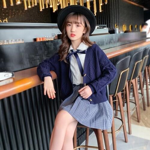 Preppy Style Girls Clothing Set Children Knitwear+Shirts+Skirt 3Pieces School Suit Teenage Kids Clothes Sets 6 8 10 12 13 Years