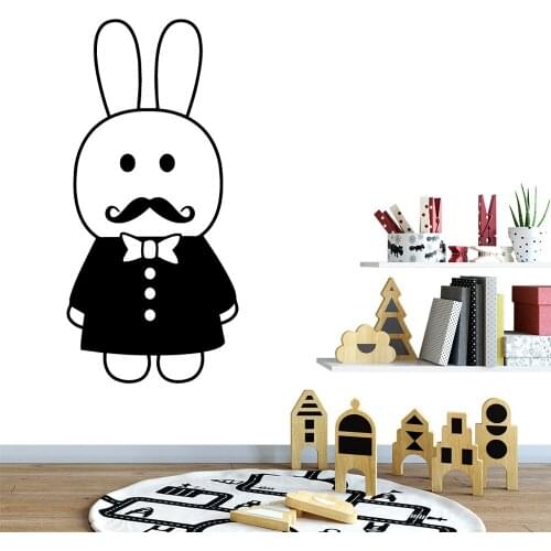 Beauty Mr. Rabbit Wall Decal Living Room Removable Mural Home Decoration Accessories For kids Room Wall Decal muursticker