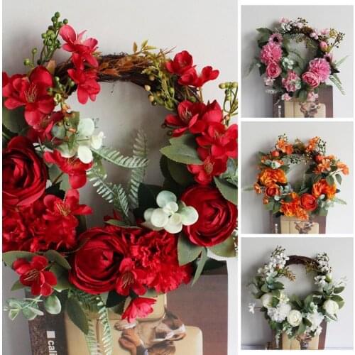 Beautiful Peony Wreath Long Lasting Natural Realistic Rose Wreath No Maintenance Required Handmade Summer Rose Wreath for Door