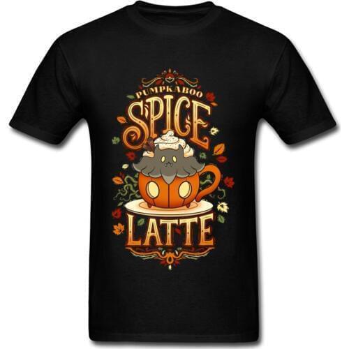 Halloween Day Pumpkin Mens Tshirt Spooky Spice Latte Horror T Shirt For Student Youth Man College Friend Tee Shirt Best Gift