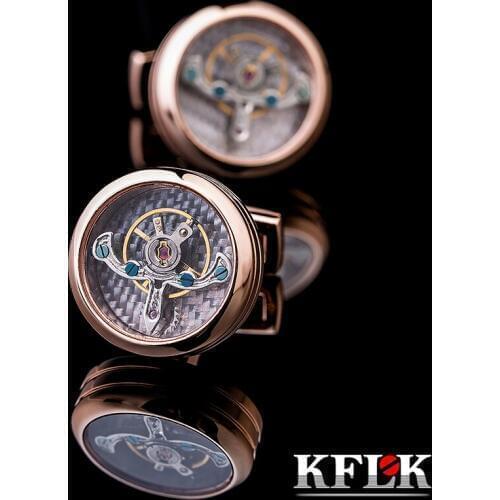 KFLK brand mens shirts cufflinks high quality wedding gift rose gold buttons movement cufflinks 2020 new products free shipping