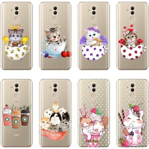 Soft Phone Case Silicone For Huawei Mate 9 10 20 Lite Cup Cat Kawaii Cute Bee Funny Back Cover For Huawei Mate 7 8 9 10 20 Pro