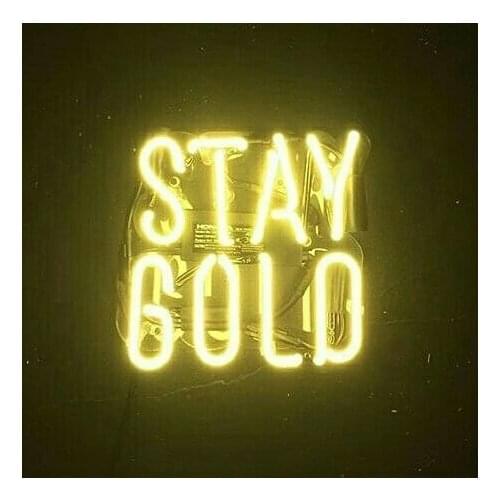 14“ Stay Gold Yellow Acrylic Custom Neon Light Lamp Sign Beer Handmade Real Glass Decorate Home Wall Room Windows Tube Artwork