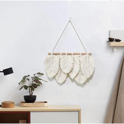 Nordic Wall Hanging Leaf Tapestry Decoration Boho Tassel Chic Living Room Bedroom Kids Boy Girl Room Decoration Handmade Crafts