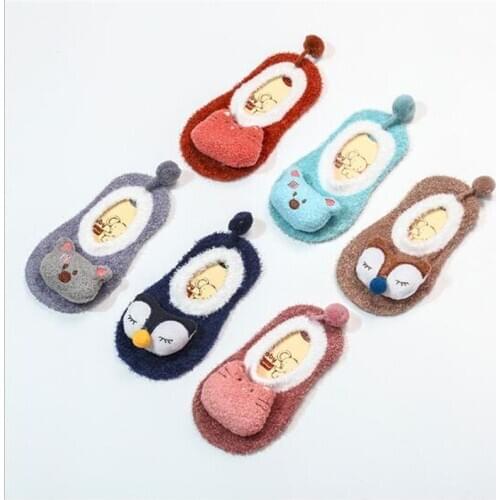 0-5 Years Kids Socks Cute Cartoon Newborn Socks Boy Girls Soft Anti-Slip Floor Socks Baby Warm Socks