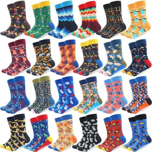 Colorful For Men Socks Harajuku Happy Funny Abstract Pattern Art Hip Hop Cotton Socks Wedding Christmas Gift Calcetines Hombre