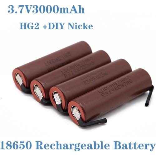 2021 new HG2 18650 3000mAh Rechargeable battery 18650HG2 3.6V discharge 20A, dedicated For hg2 batteries + DIY Nickel
