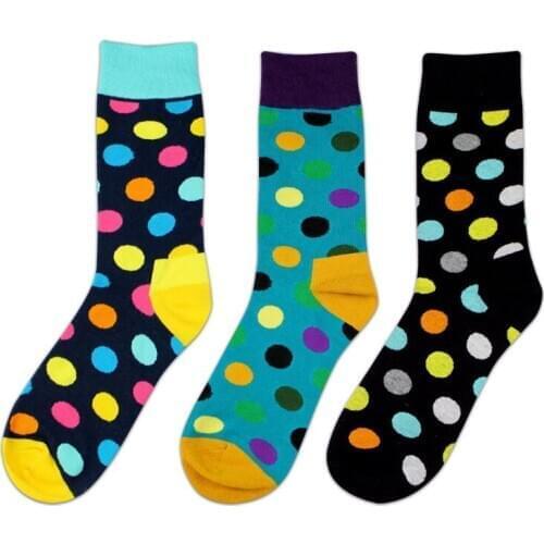 PEONFLY Autumn Winter Happy funny mens Socks men cotton With A Circle Point Personality Male Socks Can Customized