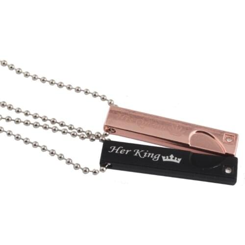 ZRM Lovers Necklaces Her King&His Queen Couple Necklaces His Angel&Her Demon Infinity Necklace Valentines Day gifts