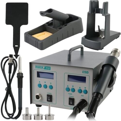 QUICK 712 Intelligent Digital Display 2 In 1 Soldering Station Hot Air Gun Rework Station (861DW+203H) For PCB Soldering Repair