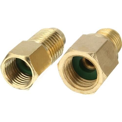 2Pcs R134 to R12/R12 to R134a Quick Coupler Connector Brass Adapters Set Alloy Refrigeration Adapter FJC INC Accessories