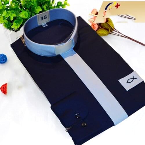 Priest Shirt Anglican Pastor Roman Shirts Collars Minister Preacher Carbon Fiber Church Clergy Tops Black Priest Costume