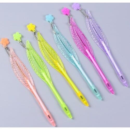 24 pcs Creative and Lovely Feather Modelling Neutral Pen Black 0.5mm Creative Student Supplies Signature Pen Wholesale