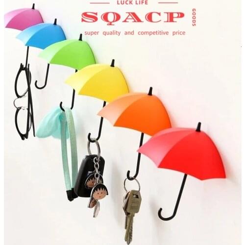 Self Adhesive Umbrella Hook Wall Door Clothing Hanger Key Holder Home Accessories Multi-Purpose For Kitchen Bathroom Bedroom