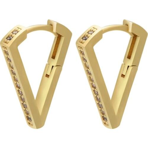 ZHUKOU Trendy gold silver color Geometric triangle small hoop earrings CZ crystal Creative women hoop earrings wholesale VE408