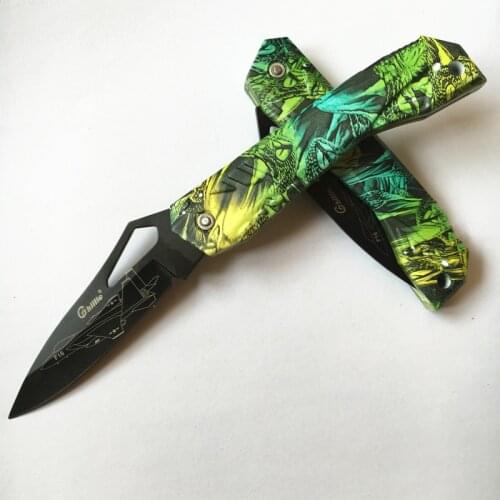 Creative F16 Model Folding Knife Outdoor Camping Hunting Survival knives Fruit Knife Pocket EDC Tools ABS Skull Handle 5 Colors