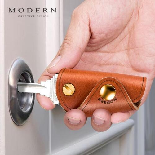 Modern - Brand 100% Genuine Leather Smart Key Wallet DIY Keychain EDC Mini Pocket Car Key Holder Key Organizer Holder