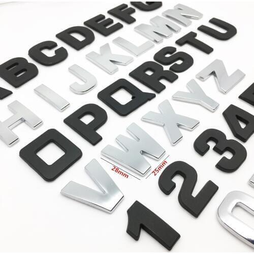 Car styling 25MM 3D DIY Letters Alphabet Emblem Chrome car Stickers Decoration Car Stickers Logo Automobiles Car Accessories