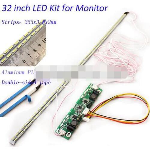 32 inch LED Aluminum Plate Strip Backlight Lamps Update Kit for LCD Monitor TV Panel 2 LED Strips 355mm new