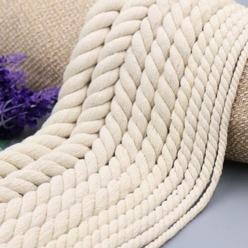 5mm 6mm8mm10mm12mm15mm20mmThree Strand Twisted 100% Cotton Rope Handmade DIY For Home Decoration Wall Decoration