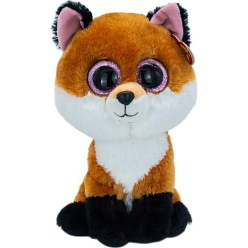 Ty Beanie Boos Big Eyes 6" 15 cm Black-footed Fox Plush Animal Toys Appease Sleeping Animal Dolls Home Decoration Gift for Kids