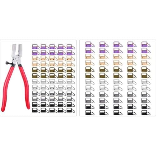 W3JE 60 Pcs 2.5cm Key Fob Keychain Hardware with Pliers Tool Set for Wristlet Clamp Key Lanyard Making Install Supplies