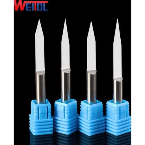 Weitol 5pcs N free shipping 6mm shank Lengthened flat bottom engraving bits solid carbide wood cutter tools CNC router bits