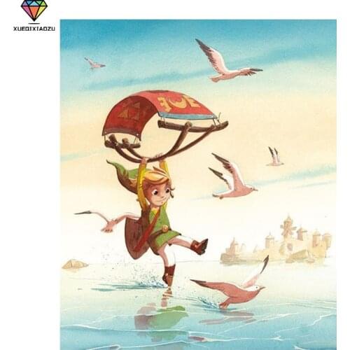 XUEQIXIAOZU DIY 5D Diamond Painting Full Round Diamond Gliding Boy Picture Cross Stitch Mosaic Picture Rhinestones Embroidery