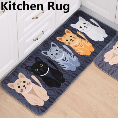 1PCS Cute Cat Kitchen Floor Rug Mat For Living Room Bathroom Carpet Big Size Doormat Anti-Slip Tapete Home Decor