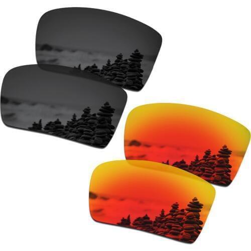 SmartVLT 2 Pairs Polarized Sunglasses Replacement Lenses for Oakley Eyepatch 2 Stealth Black and Fire Red
