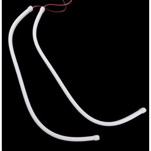 2Pcs 45cm LED DRL Daytime Running Light Strip Flexible Headlight Retrofit Tube White 12V Fit for Motorcycle Scooters Cars