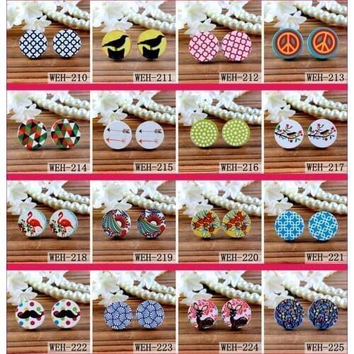 210-225)20PCS 16mm Round image Photo Printing Wood Laser Cut Cabochon DIY make Rings Earrings Necklaces,Hair pins-(WEH)