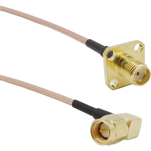 4G.5G SMA Antenna Cable SMA Male Right Angle to SMA Female Panel Mount RG316D Double Dhield Silver High temperature Cable