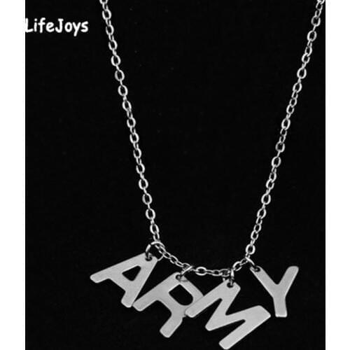Stainless Steel ARMY Letter Choker Necklace KPOP Jewelry Korean Jimin Bangtan Boys Jewellery Accessories For Friends Love Gifts