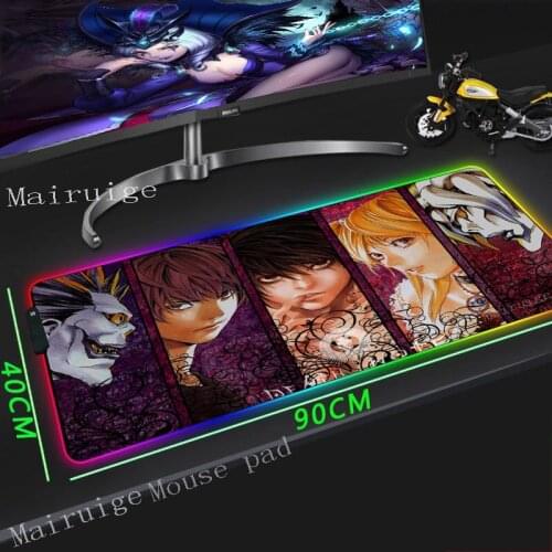 Mairuige Japan Anime Death Note Large Game RGB Mouse Pad Black Lock-edge Laptop Desk Mat Rubber Non-slip 900x400 / 800x300 Xxl