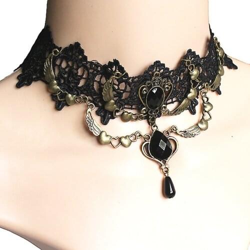 Black Lace Choker Necklace Creative Decorative Statement Necklace Lace Necklace For Women