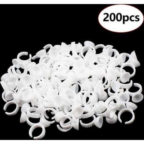 200Pcs Eyelash Extension Glue Rings Adhesive Eyelash Pallet Eyelash Extension Glue Holder for Eyelashes Extension Tattoo Pigment