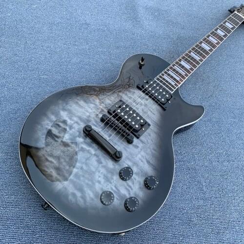 Rosewood fingerboard electric guitar, Black burst color quilte maple, Solid mahogany body electric guitar, Free shipping