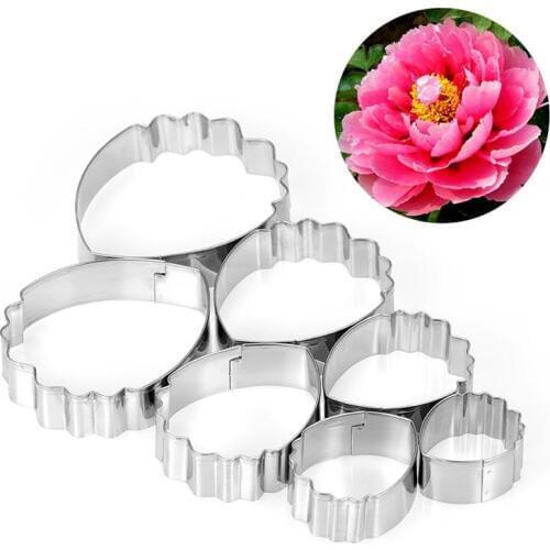 Cake Mould Stainless Steel Rose Petal Cookie Cutter Mold Pastry Mould Sugarcraft Cake Decorating Tool 7pcs