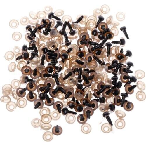 100pcs 10mm Plastic Safety Eyes For Bear Stuffed Toys Animal Puppet Dolls Craft Making DIY Accessories With Washers